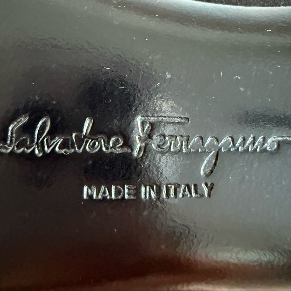 Salvatore Ferragamo Black Satin Pleated Peep-Toe Heels • 9 • NEW - Picture 9 of 11